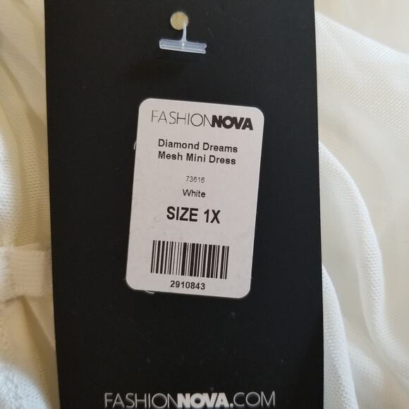 Fashion Nova NWT Women's Diamond Dreams Mesh Mini Dress Cream Size 1X - Picture 6 of 9